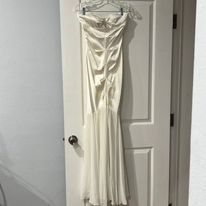 Xscape by Joanna Chen ivory satin gown
